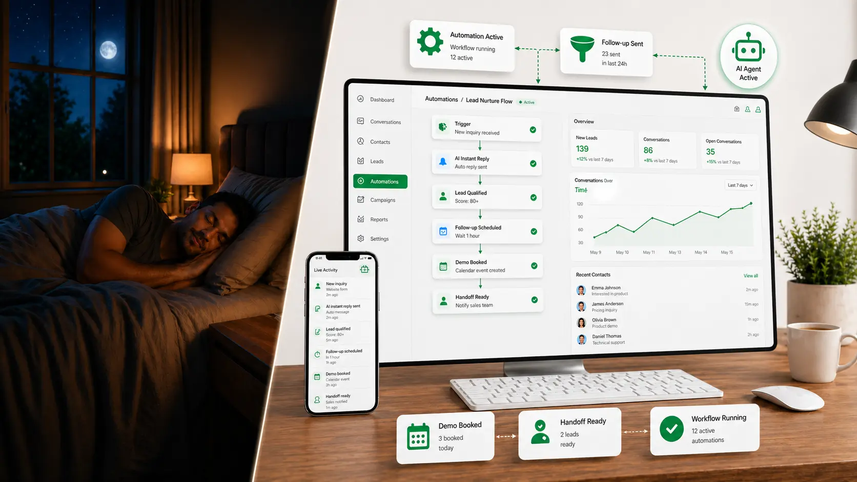 XploreByte WhatsApp AI Agent dashboard